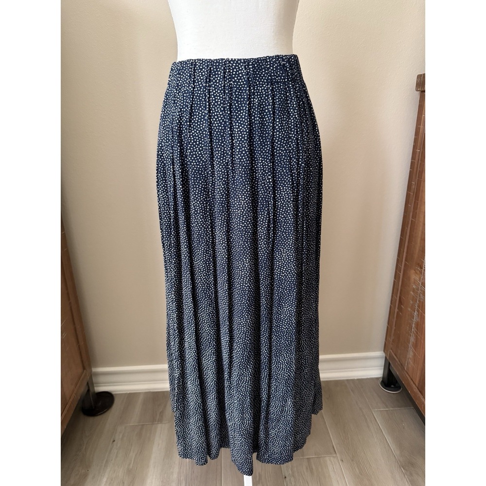 Navy Polka Dot Midi Skirt